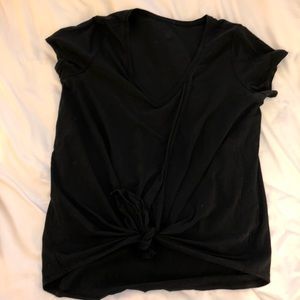 Black Tie-Up V Neck Lululemon T-Shirt